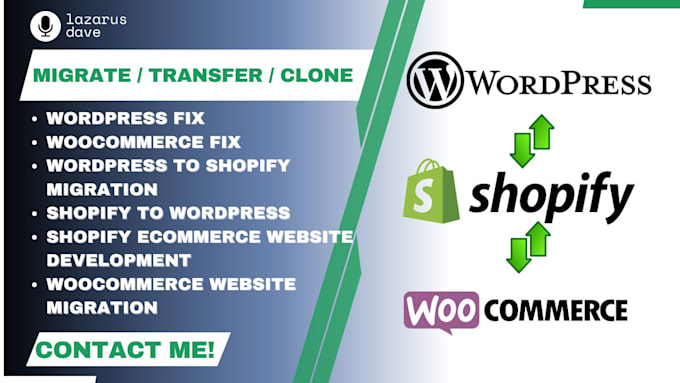 Gig Preview - Migrate or move wordpress website to shopify or hostinger woocommerce to shopify