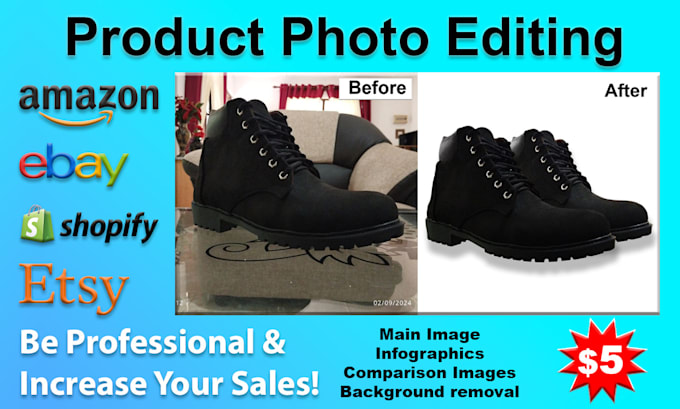 Gig Preview - Do product photos editing, listing images and infographics in photoshop