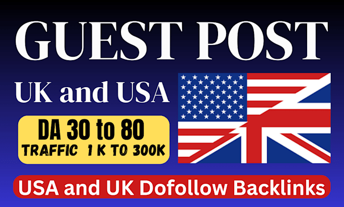 Gig Preview - Publish USA and uk guest post with high da  dofollow backlinks