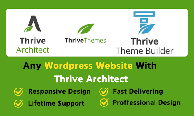 Gig Preview - Design wordpress website using thrive themes and thrive architect amelia