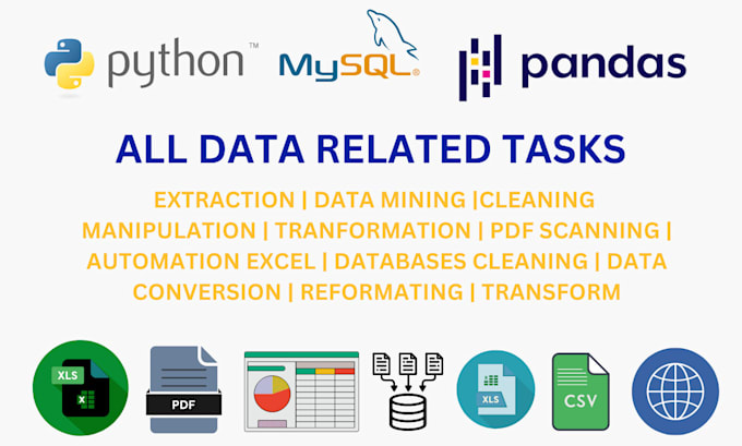 Gig Preview - Automate python data tasks using excel, csv, xml, json, web