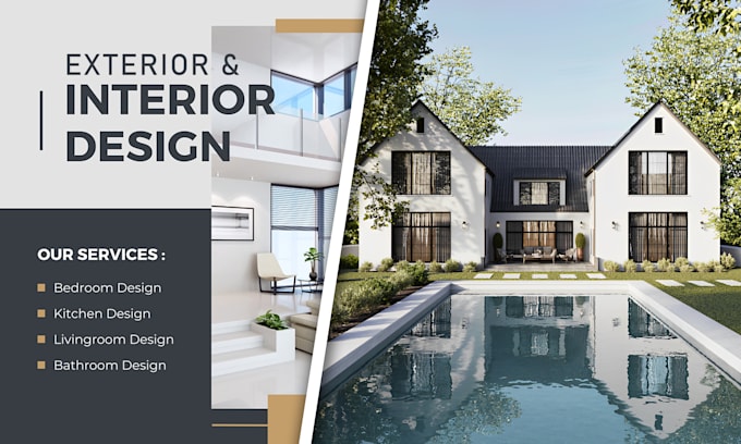 Gig Preview - Do 3d model house, 3d exterior home, interior design,3d architectural rendering