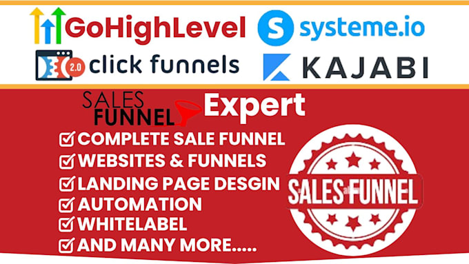 Gig Preview - Be your gohighlevel sales funnel clickfunnels 2 0 systeme io kajabi ghl expert