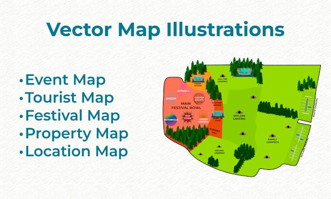 Gig Preview - Create a flat or isometric vector map of your event