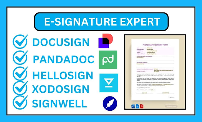 Gig Preview - Build docusign pandadoc esignature  hellosign signnow signwell xodosign VA