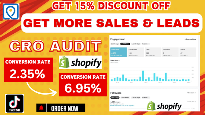 Gig Preview - Do shopify cro audit, conversion rate optimization cro marketing to boost sales