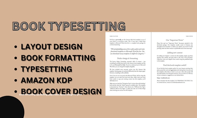 Gig Preview - Do book formatting, book layout design KDP journal typesetting