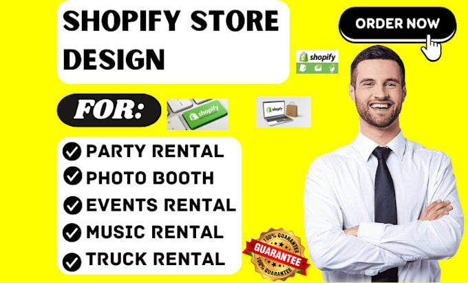 Gig Preview - Design party rental photo booth event music truck rental shopify store website