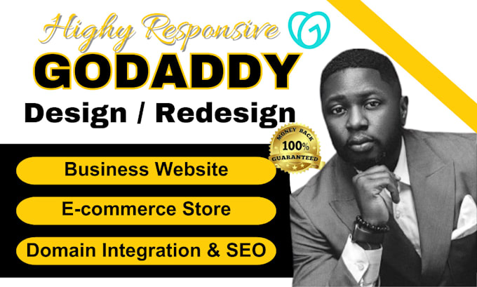 Gig Preview - Design godaddy business website, redesign godaddy landing page website godad SEO