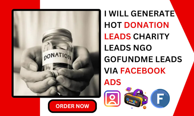 Gig Preview - Generate hot donation leads charity leads ngo gofundme leads via facebook ads