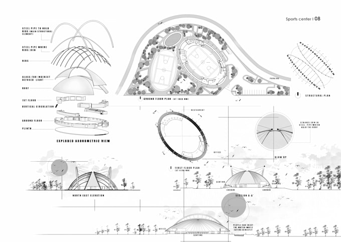 Gig Preview - Render architecture design plan, section, elevation