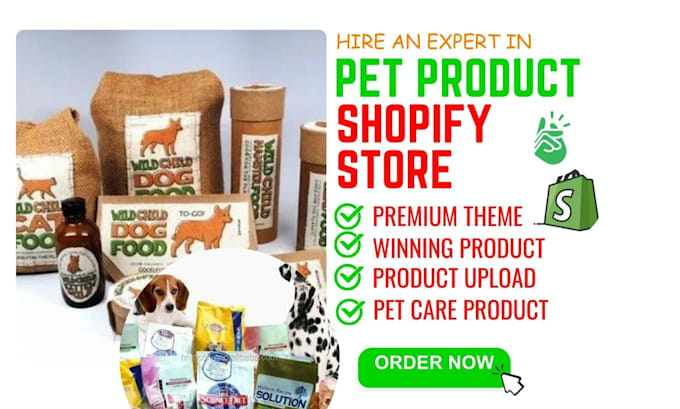 Gig Preview - Design pet product shopify store pet care accessories pet food toys pet feed