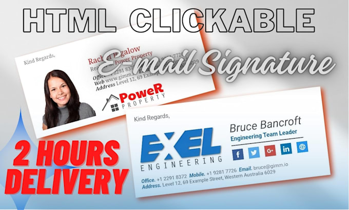 Bestseller - design clickable HTML email signature for gmail, outlook etc