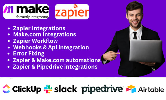 Gig Preview - Do zapier make com integromat integrations and automations