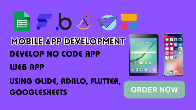 Gig Preview - Develop mobile no code app with glide web app with adalo google sheet flutter