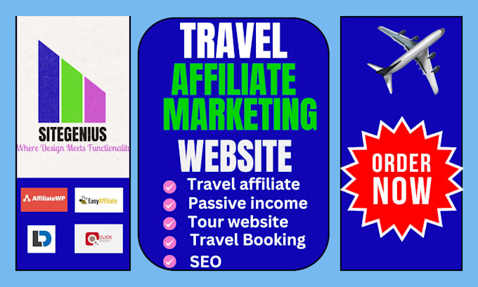 Gig Preview - Design travel tour autopilot passive income affiliate marketing website