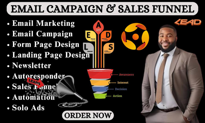 Gig Preview - Create email marketing campaign newsletter autoresponder automation sales funnel