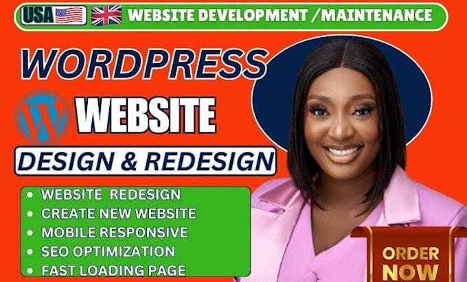 Gig Preview - Build wordpress website redesign wordpress website, business website development