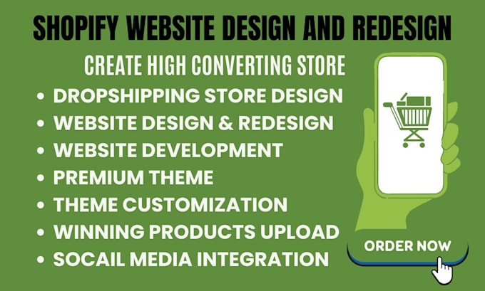 Gig Preview - Rebrand redesign design shopify website USA dropshipping store