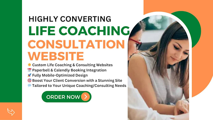 Gig Preview - Design life coaching website, consulting website, paperbell booking, calendly