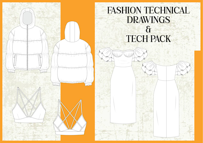 Gig Preview - Do fashion technical drawings, complete tech pack designs