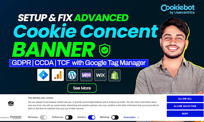 Gig Preview - Setup google consent mode v2, cookie consent banner v2, gdpr, ccpa via GTM