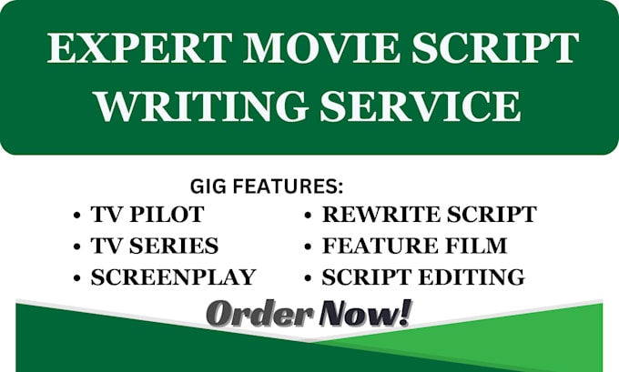 Gig Preview - Movie script, screenwriting, youtube scriptwriting to screenplay, script writing