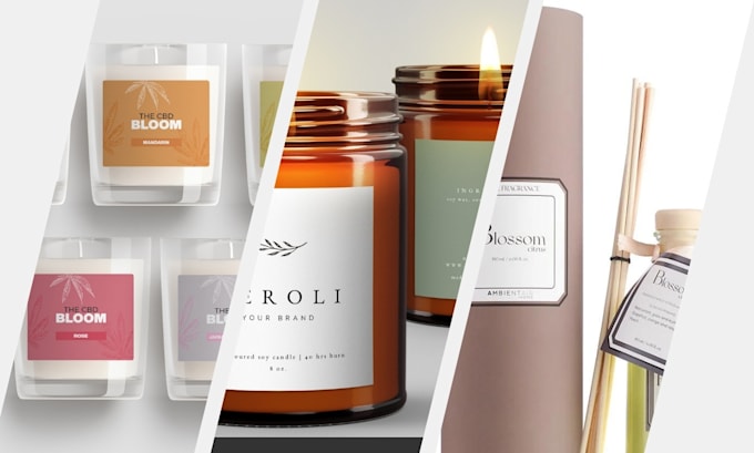 Gig Preview - Design luxury candle logo candle label and product label candle packaging