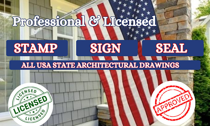 Gig Preview - Do architectural stamp, pe stamp, mep stamp and seal for USA city permit