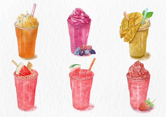 Gig Preview - Draw food and drink watercolor illustration