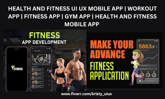 Gig Preview - Health and fitness ui ux mobile app workout app fitness app gym app health app