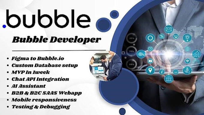 Gig Preview - Develop bubble website saas bubble mvp as bubble developer