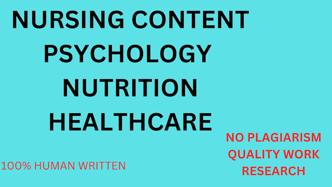 Gig Preview - Write content in nursing, healthcare, nutrition and psychology