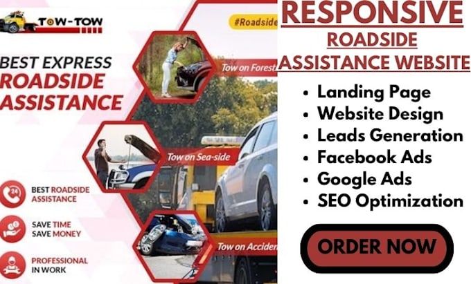 Gig Preview - Design roadside assistance website, mechanic website towing roadside website