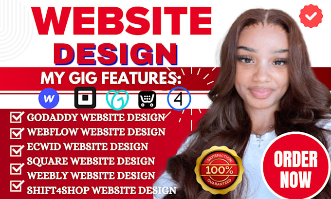 Gig Preview - Do webflow ecwid weebly shift4shop godaddy website design square online store