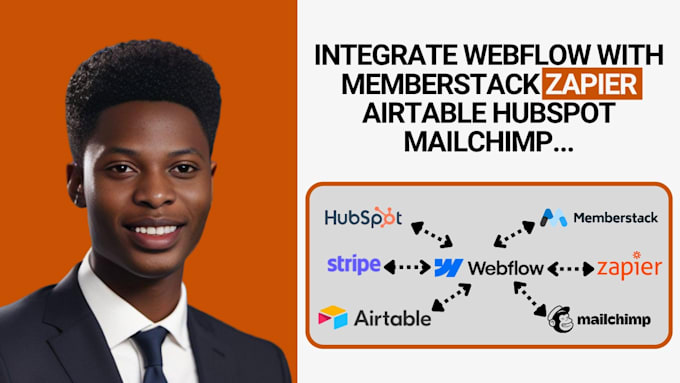 Gig Preview - Integrate webflow with memberstack, zapier, airtable, hubspot, and mailchimp