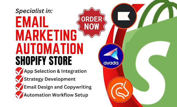 Gig Preview - Setup email marketing automation seguno klaviyo avada omnisend yotpo shopify app