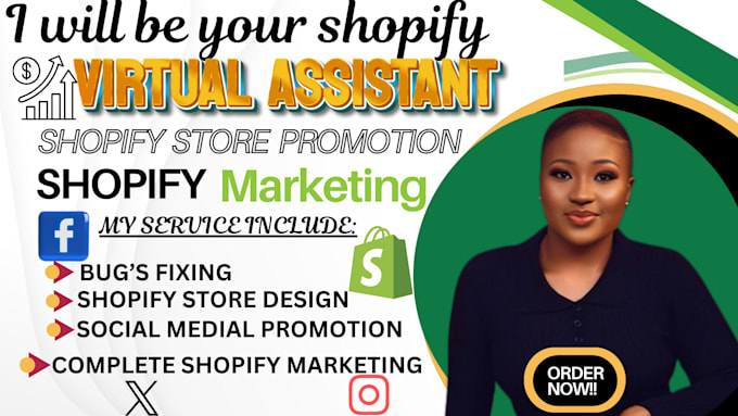 Gig Preview - Be your shopify virtual assistant,shopify store promotion shopify sales funnel