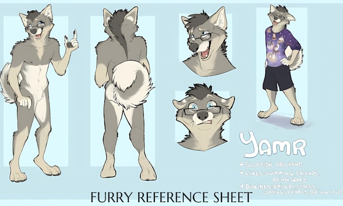 Gig Preview - Draw furry reference sheet fursona character design furry art furry ref sheet oc