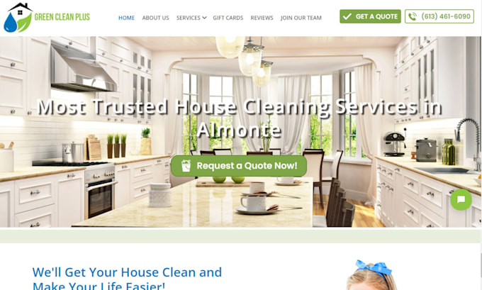 Gig Preview - Design cleaning service website commercial and residential cleaning website