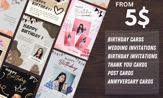 Gig Preview - Design birthday, wedding, event invitations and greeting cards