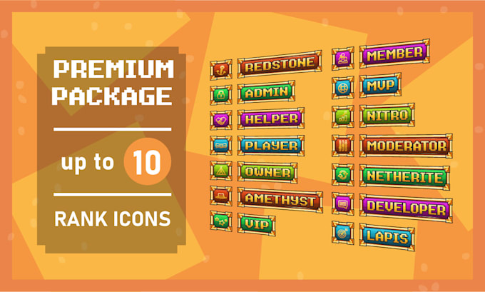 Gig Preview - Do minecraft rank icons pixel art game badges element design