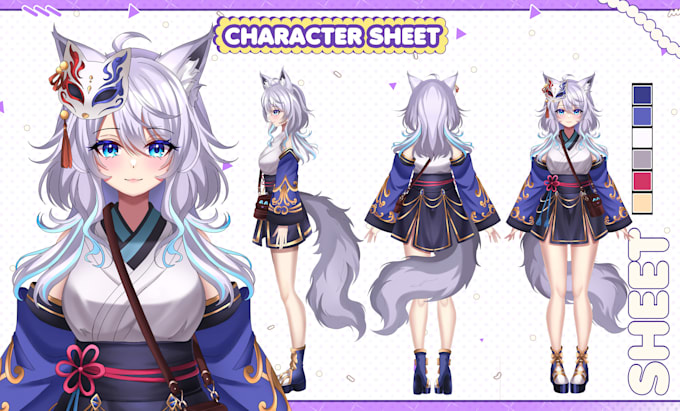 Gig Preview - Design character sheet reference in anime style for vtuber