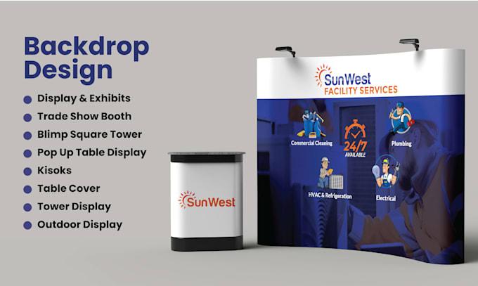 Gig Preview - Design trade show booth, backdrop, canopy tent, flag with customize mockup