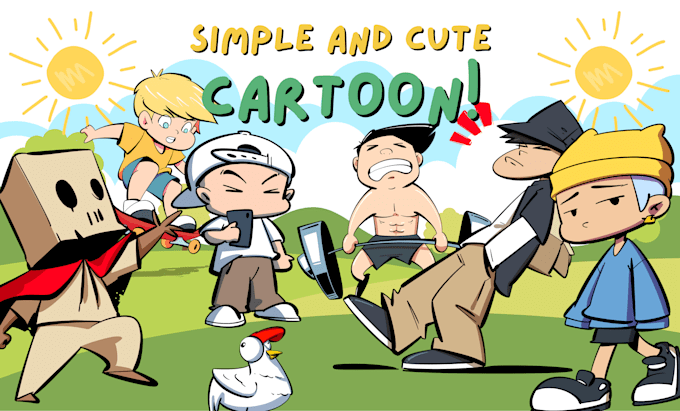 Gig Preview - Draw simple cute  and funny cartoon