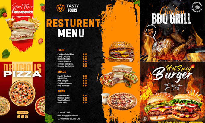 Gig Preview - Create posters, flyers, brochures, and menus for restaurants