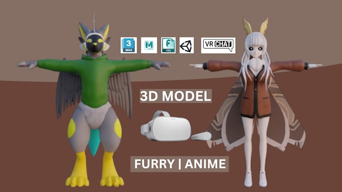 Gig Preview - Make furry vrchat avatar 3d vtuber model vrchat avatars vrc from scratch