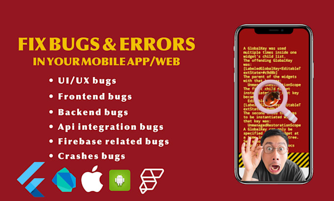 Gig Preview - Fix bugs and error in your flutter app and website