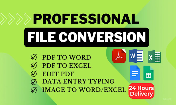 Gig Preview - Convert pdf to word, pdf to excel, data entry typing, editable file conversion