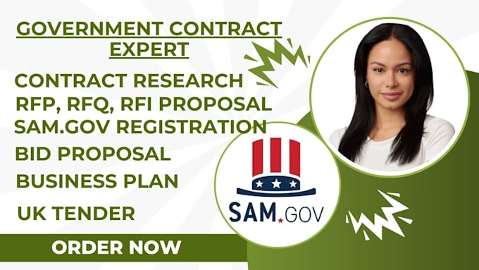 Gig Preview - Research on government contracts, rfp, rfq, rfi, tender,  proposal writing